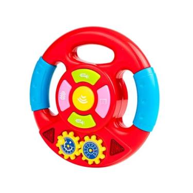 Imagem de Brinquedo Volante Interativo para Bebês, Plástico Resistente, Vermelho e Azul, com Luzes e Sons, 15x15x4cm, Requer 2 Pilhas AA, para Crianças 3 Anos