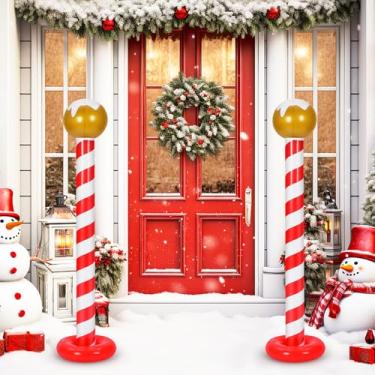 Imagem de Simgoing 1 peça de decorações infláveis de Natal ao ar livre 11 pés de Natal polo norte decoração de coluna inflável para inverno, Natal, gramado, quintal, jardim, decoração de casa
