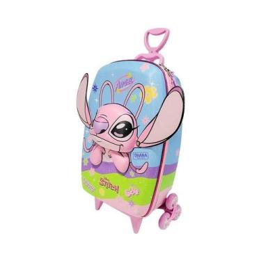 Imagem de Mala De Viagem Infantil Com Rodinha Angel Stitch 3D Rosa - Max Toy
