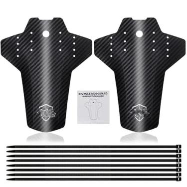 Imagem de 1 par de paralamas para bicicleta, acessórios de ciclismo, bicicleta de estrada, fibra de carbono, bicicleta de montanha, MTB, paralamas para bicicleta.(Black with Silver)
