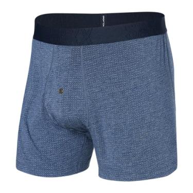 Imagem de SAXX Cueca boxer masculina Droptemp refrescante para dormir com suporte embutido - Roupa íntima masculina jeans escuro mesclado