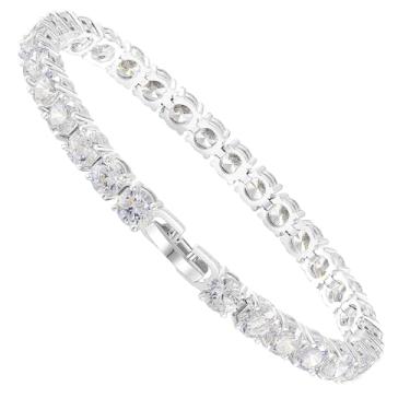 Imagem de Kose Pulseira de tênis feminina | Zircônia cúbica de 4 mm/5 mm | Pulseira clássica banhada a ouro 14K / ouro branco | Tamanho 6/6.5/17.8 cm, 6.5inch, Latão, Zircônia cúbica