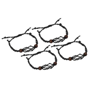 Imagem de PATIKIL Cordão de pulseira de 20 a 28 cm, suporte de pedra vazio, pacote com 4, corda de cera de 3,5 cm, gaiola de cristal de diâmetro interno, suportes de pedra com pingente ajustável para fabricação
