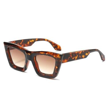 Imagem de Óculos de sol vintage estilo olho de gato, duas cores, luxuoso, feminino, UV400, fashion, gradiente, masculino (degradê de leopardo)