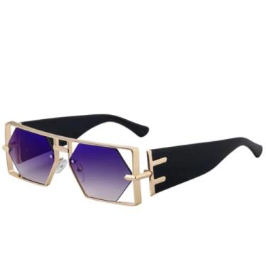 Imagem de JRLLFD Óculos de sol femininos vazados, estilo cyberpunk, luxuosos, para dirigir ao ar livre, UV400 (preto, azul, chá)