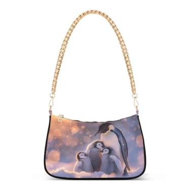 Imagem de CEBUGI Bolsas transversais femininas bolsa de ombro família pinguim bolsa clutch elegante com alça de corrente