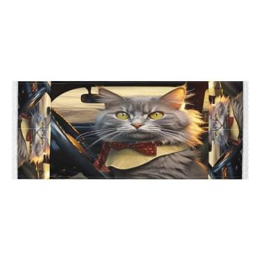 Imagem de Wassud Cat Driving(2) capas de lavadora e secadora, protetor de lavadora com sacos de armazenamento, capa de geladeira à prova de poeira com bolsos para lavanderia doméstica, cozinha, 120 x 55 cm