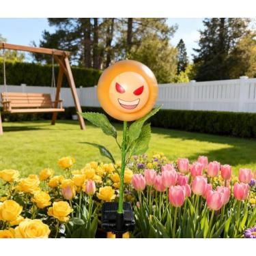 Imagem de Cataventos personalizados, luz solar para uso ao ar livre com rosto engraçado - decoração de jardim, à prova d'água, caminho de ligar/desligar, gramado, luz de estaca de quintal para decorações