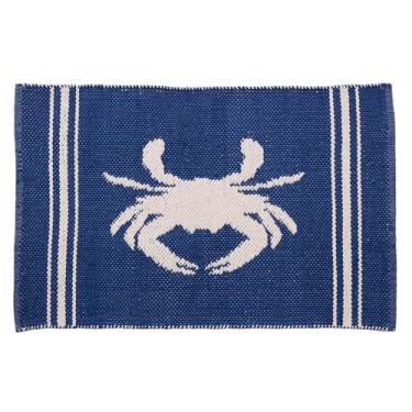 Imagem de Tapete reversível HF by LT Crab Jacquard, 51 x 76 cm, tecido à mão, perfil baixo, lavável na máquina