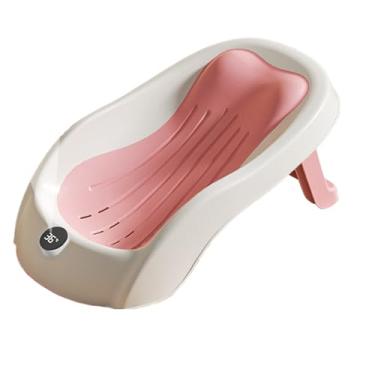 Imagem de Apoio para Banheira Infantil,Suporte de Proteção Dobrável com Medidor de Temperatura | Banheira para Bebé - Para Uso em Casa, Viagens, Hotel e Praia
