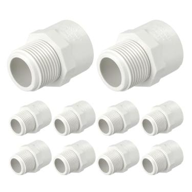 Imagem de DTGN 1 peça de encaixe de tubo de PVC de 3/10.2 cm, adaptador de rosca macho NPT SCH40 (rosca macho x SOC), conector de acoplamento deslizante de PVC para montagem de móveis, sistema de irrigação