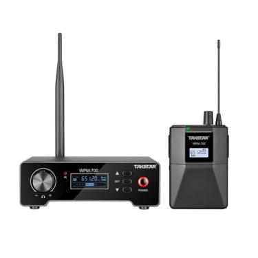 Imagem de TAKSTAR Sistema IEM sem fio UHF, sistema de monitor intra-auricular sem fio com alta resolução, 31 frequências ajustáveis, modulação GFSK, operação de 100 m, tempo de trabalho 12H, adequado para banda