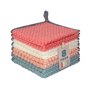 Imagem de AIWIWH Toalhas de prato com laço para pendurar, panos de limpeza de microfibra de veludo coral, super absorventes e de secagem rápida, panos de prato reutilizáveis sem fiapos para cozinha, pratos de