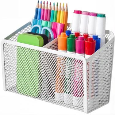 Imagem de BEYGORM Suporte magnético apagável a seco para quadro branco, suporte de caneta e lápis de tela para geladeira, cesta magnética forte para armário escolar, organizador de escritório e sala de aula