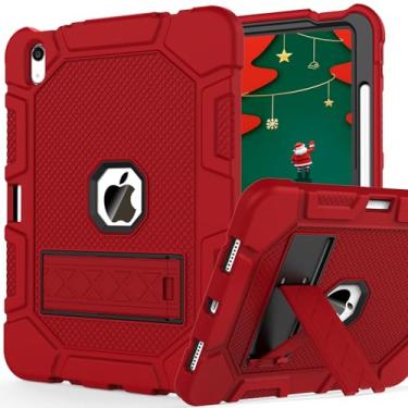 Imagem de Rantice Capa para iPad 11 polegadas (A16) 11ª geração 2025 / iPad 10ª geração 11 polegadas, capa protetora resistente à prova de choque resistente com suporte e porta-lápis, vermelho + preto