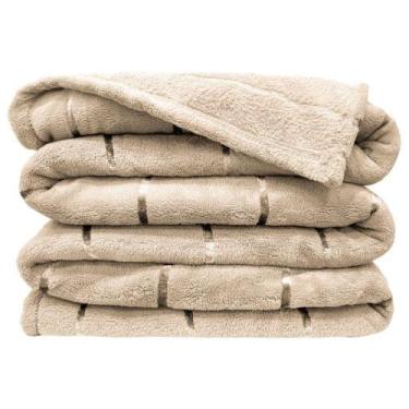 Imagem de Cobertor Veneza Queen Manta Ultrasoft Premium Listrada Bege - CASA SCA