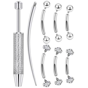 Imagem de Msndnkwo Piercing de Sobrancelha, Aço Cirúrgico, Rosca Interna, Barra Curvada, Minúscula, Anel de Sobrancelha, Labret Vertical, Joia para Lábios, Torre de Orelha, Pequeno Anel de Umbigo para Mulheres