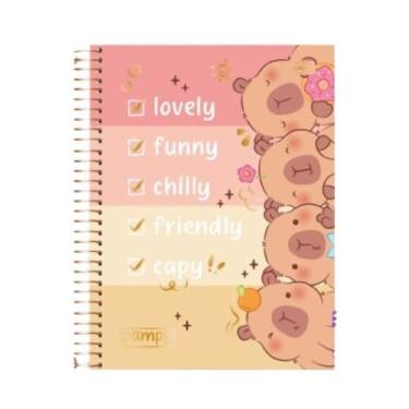 Imagem de Caderno Universitário Grande 1 Matéria Pampy Capivara - Coleção 2026 Fofa 80 Folhas 19,9X27cm (Listras)