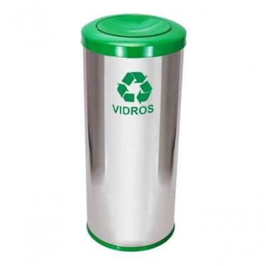 Imagem de Lixeira Em Aço Inox Com Tampa Meia Esfera 50 Litros