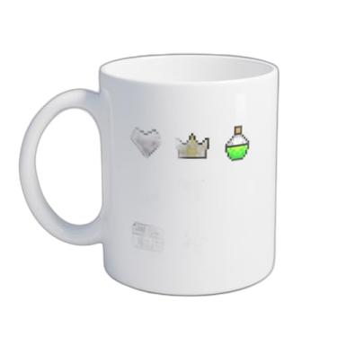 Imagem de Caneca Xícara de Café Porcelana 300ml Com Desenho Ícones De Jogos Pixel Colorido