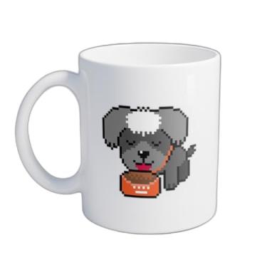 Imagem de Caneca Xícara de Café Porcelana 300ml Design Retro Maltês Pixel Art