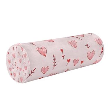 Imagem de Wassud Travesseiro de pescoço com corações e flechas, para viagem, cervical, almofadas redondas de espuma viscoelástica para alívio da dor no pescoço no ombro