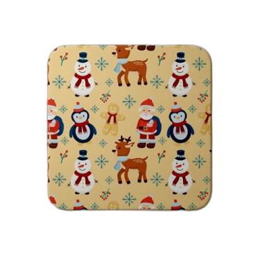 Imagem de Ladrilho Decorativo de Cerâmica Natalino com Estampa de Pinguim e Papai Noel