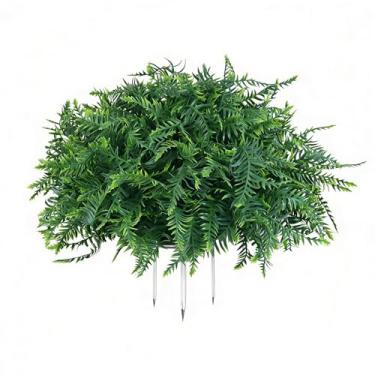 Imagem de QIANYUN Samambaia persa artificial ao ar livre – planta de samambaia sintética de 50 cm para decoração de jardim e gramado, folha verde resistente a UV com estaca de metal para quintal ou pátio (1