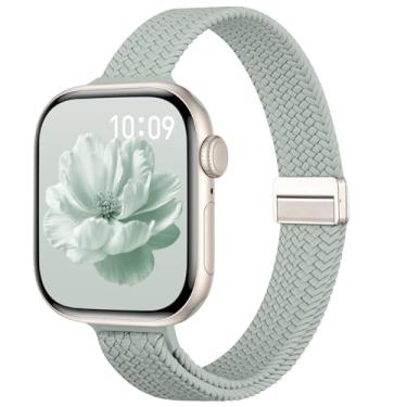 Imagem de Pulseira magnética fina elástica compatível com Apple Watch séries 11, 10, 9, 8, 7, 6, 5, 4, 3, SE 2 de 40 mm, 41 mm, 42 mm, 38 mm, 44 mm, 45 mm, 46 mm