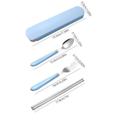 Imagem de Conjunto de talheres de viagem de aço inoxidável, utensílio portátil, inclui garfo e colher pauzinhos para acampamento com estojo de almoço