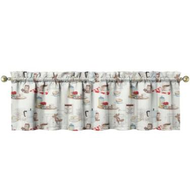 Imagem de Tapesb Cafeteria de cozinha engraçada pequena cortina de janela sobre pia essencial para cozinha, quarto, lavanderia, 45,7 x 137,2 cm