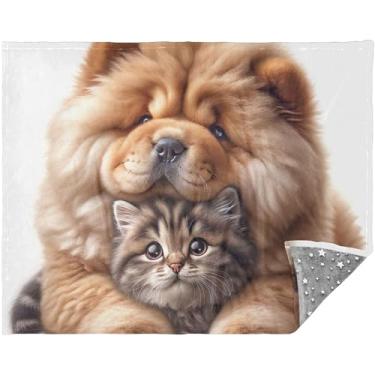 Imagem de TSENQUE Manta personalizada Chow Chow para sofá de cachorro gato gatinho 177,8 cm x 139,7 cm cobertores de sofá para casa para mulheres e homens cobertor de flores carros
