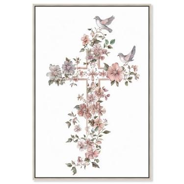 Imagem de Living Cross II Impressão em tela Jesus Wall Art por Art Remedy, moldura prata, 40 x 61 cm