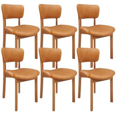 Imagem de Kit 06 Cadeiras Para Sala de Jantar Cozinha Living Estofada Dara L02 Couríssimo Whisky - Lyam Decor