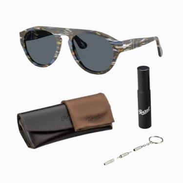 Imagem de Persol Óculos de sol em forma de piloto PO3370S com kit oficial de óculos