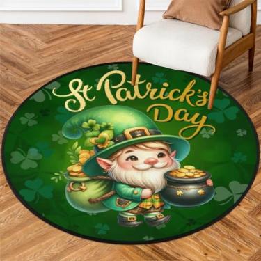 Imagem de Tapete redondo pequeno de 1,5 m para o dia de São Patrício, tapete circular antiderrapante, lavável, tapete circular para quarto, sala de estar, berçário, cozinha, banheiro, entrada, decoração de casa