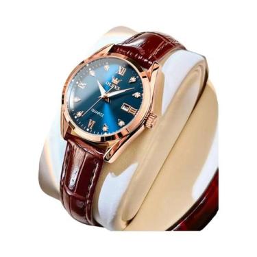 Imagem de Relógio De Pulso Feminino Elegante Com Pulseira De Couro E Diamantes, 