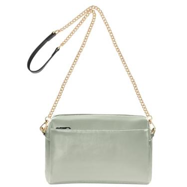 Imagem de Joitme Bolsa feminina transversal camuflada verde marfim gradiente para celular bolsa de couro PU bolsa de ombro alça de corrente