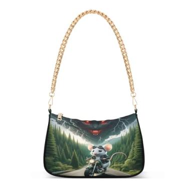 Imagem de Linda bolsa de ombro com corrente com estampa de árvore verde, bolsa feminina Hobo, bolsa média moderna para uso diário e festa