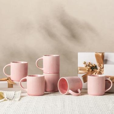 Imagem de GBHOME Canecas de café de 325 ml, xícaras de café de cerâmica com alça para homem, mulher, pai, mãe, conjunto de 6 canecas de café modernas para latte/cappuccino/cacau/chá/cacau/leite. Seguro para