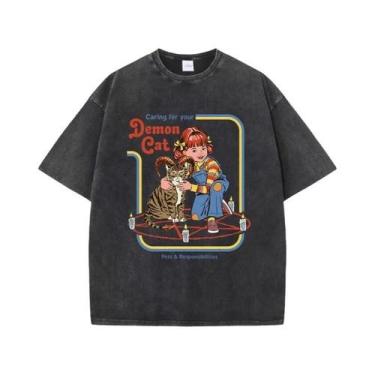 Imagem de Camiseta Feminina De Algodão Respirável Para O Verão Com Estampa De Ga