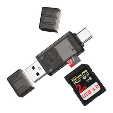 Imagem de Leitor de cartão SD, leitor de cartão de memória com dois compartimentos USB tipo C para adaptador de cartão micro SD para Google Pixel 10Pro XL/9Pro, laptop, PC, Samsung S25 Ultra/S24+, leitor de