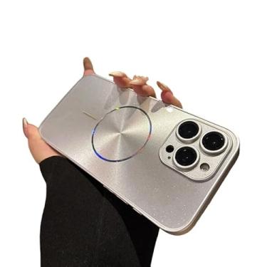 Imagem de Capa magnética de proteção completa da lente da câmera para iPhone, compatível com carregamento sem fio MagSafe (prata, iPhone 16 Pro Max)