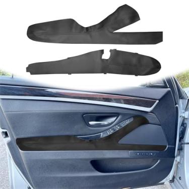 Imagem de QianBao 2 peças de substituição de capa de couro para apoio de braço da porta dianteira para BMW Série 5 F10 2011-2016, painel de porta esquerda e direita DIY com ferramenta de instalação preto