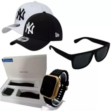 Imagem de Kit Masculino com Relógio Premium Ultra, Óculos de Sol e Boné, 3 Peças