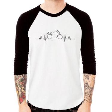 Imagem de Camiseta Raglan Batimentos Cardíacos Moto GP Manga 3/4 - Foca na Moda,