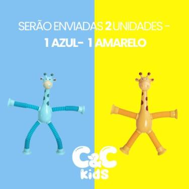 Imagem de Kit 4 girafas estica e gruda melman pop it tubo tiktok com luz brinque