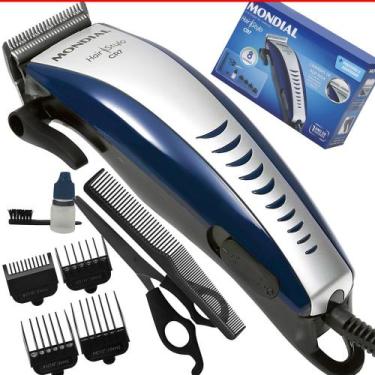 Imagem de Kit Máquina Cortar Cabelo Barba Mondial 9 peças CR-07 110v Azul HAIR S
