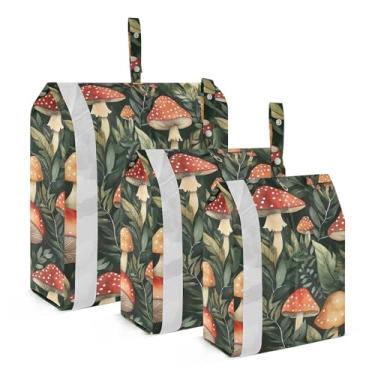 Imagem de xigua Cubos coloridos de embalagem de cogumelos para viagem, organizadores de bagagem leves, conjunto de viagem, à prova d'água, cubos de compressão para acessórios de viagem, 3 pacotes