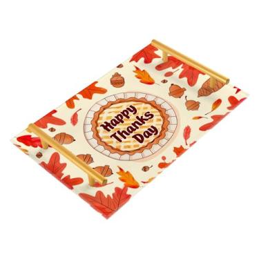 Imagem de xigua Bandeja de banheiro de abóboras de outono com alças bandeja de servir antiderrapante para mesa de centro, organizador de bancada de cabeceira bandeja de decoração de acrílico para decoração de